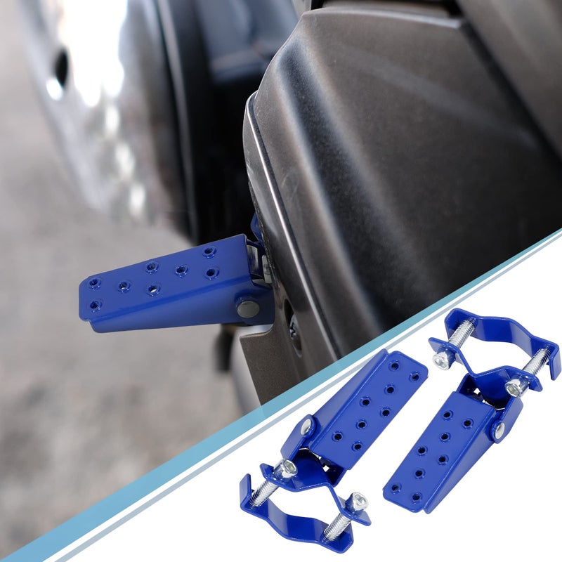 F FIERCE CYCLE 1 Pair 8mm Stainless Steel Universal Motorcycle Folding Rearsets Rear Footrest Footpeg Pedal Peg Bike Bicycle Cycling Blue - Image 3